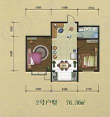 圣泰雅园1室1厅1卫户型图