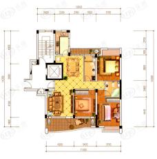 绿城蔚蓝公寓3室2厅2卫户型图