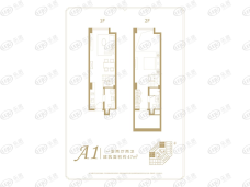 鲁商·蓝岸公馆1室2厅2卫户型图