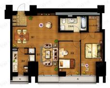 积水住宅裕沁府2室2厅1卫户型图