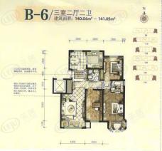 金水花城3室2厅2卫户型图