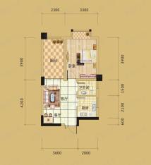 天晟海拔东方1室1厅1卫户型图
