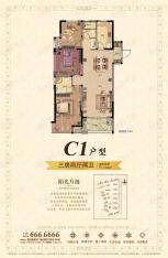 淮河新城3室2厅2卫户型图