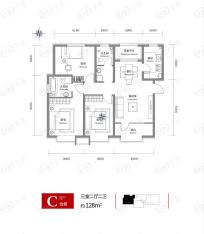 招商雍景湾3室2厅2卫户型图