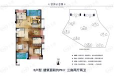 凤翔湖滨世纪D户型99㎡户型图