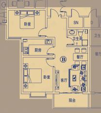 小米国际2室2厅1卫户型图
