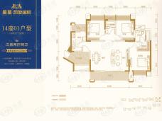 星星凯旋国际3室2厅2卫户型图