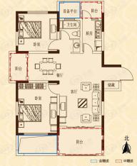 苏建名都城2室2厅1卫户型图