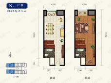 金隅环球中心70-75平米N-1户型户型图