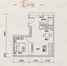 广州绿地中央广场1室1厅1卫户型图