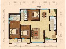 金岸红堡3室2厅2卫户型图