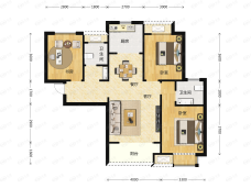 曲江三迪枫丹3室2厅2卫户型图