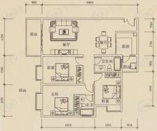 天人·文化休闲公寓·第七街3室2厅2卫户型图