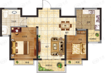 恒大悦龙台2室2厅1卫户型图