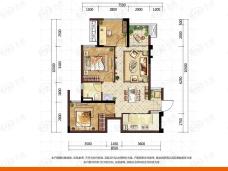 万科金域学府3室2厅1卫户型图