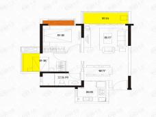 敏捷·翰林府2室2厅1卫户型图