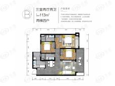 建发中央湾区3室2厅2卫户型图