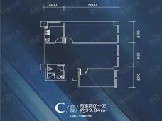 泾渭国际中心2室2厅1卫户型图