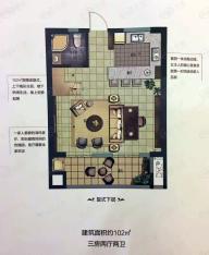 金辉淮安国际住区102平复式小洋楼3房2厅2卫户型图