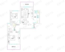 龙湖润泽花园2室2厅1卫户型图