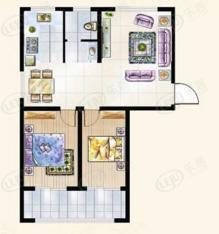 双湖贵苑2室2厅1卫户型图