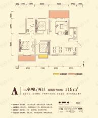 香缤国际城3室2厅2卫户型图