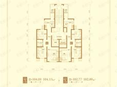 富力凯旋门2室2厅1卫户型图