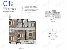龙湖春江郦城3室2厅2卫户型图