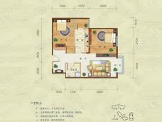 天成金色堤岸2室2厅1卫户型图