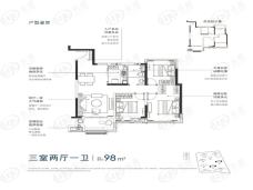 融侨天越3室2厅1卫户型图