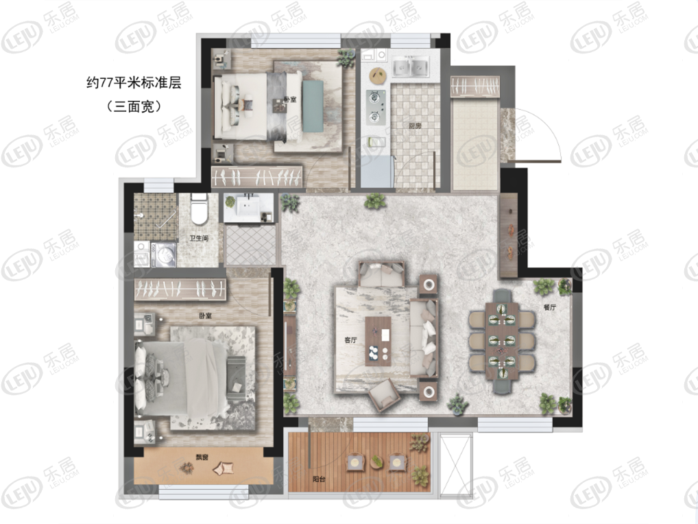 新希望·锦麟玖玺,在售户型区间77~105㎡.价格尚未公布