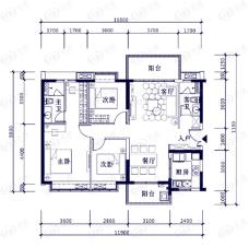 时代倾城3室2厅2卫户型图