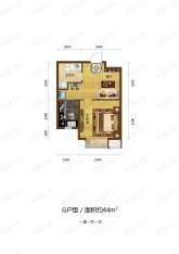 格林喜鹊花园1室1厅1卫户型图