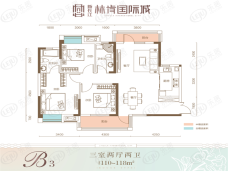 新长江香榭国际城3室2厅2卫户型图