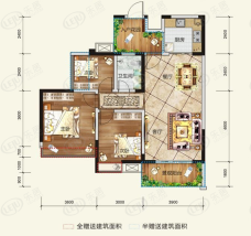 希望·玫瑰园3室2厅1卫户型图