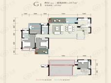 华润云庭润街3室2厅2卫户型图