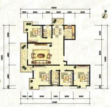 广厦水岸东方4#A户型户型图