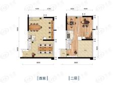 富力天海湾2室1厅2卫户型图