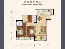 鸿府2室2厅2卫户型图