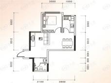 祥源·馨月港1室2厅1卫户型图
