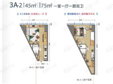 润城三辰府1室1厅2卫户型图