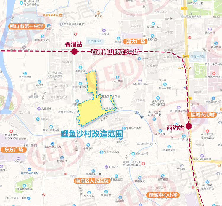 东升乡鲤鱼沙地块改造范围示意图