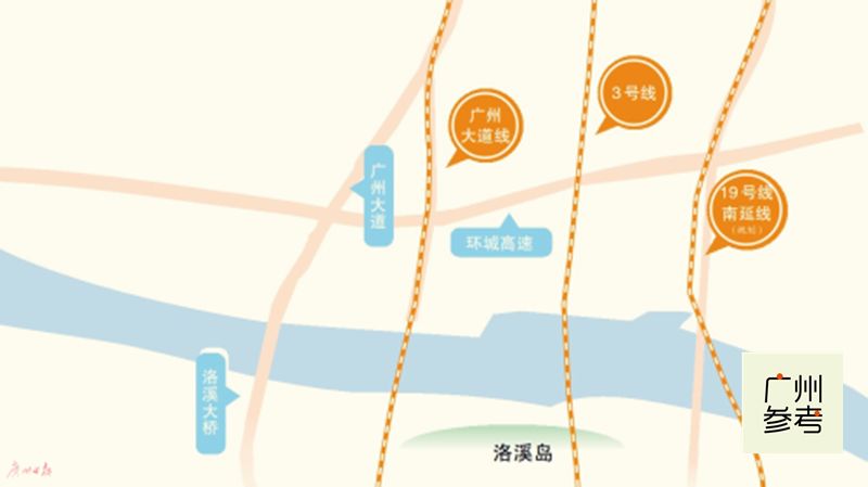 （此前沥滘海珠湾片区规划公示时，显示19号线南延线等线路与3号线部分平行。图片自广州日报）