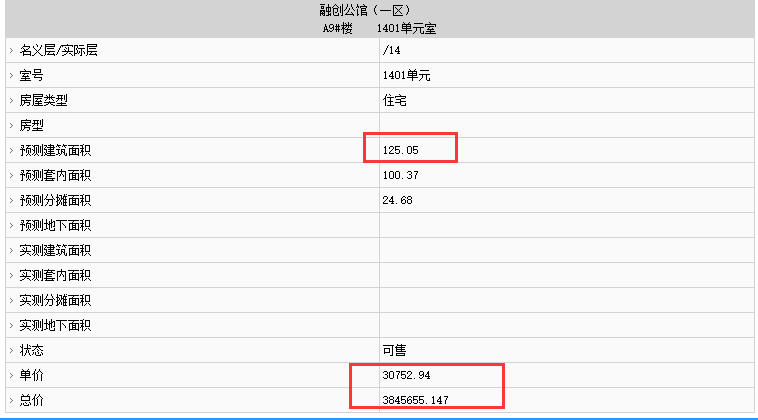 融創(chuàng)福州府部分房源備案價