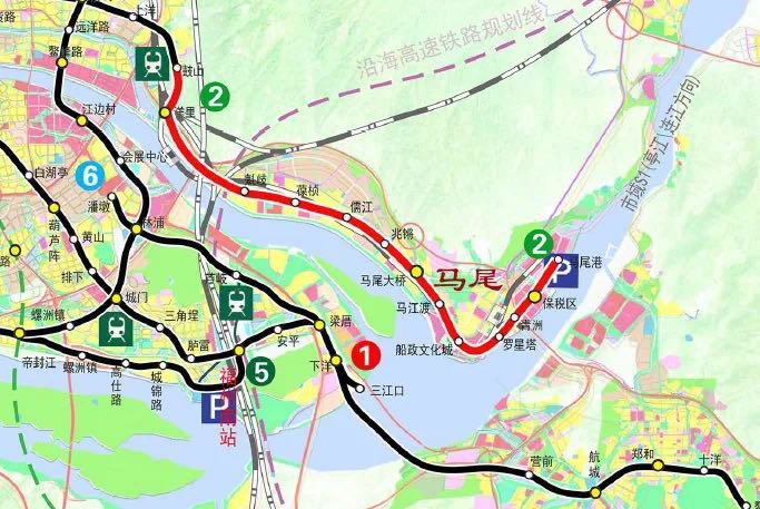 地鐵2號線馬尾延伸線示意圖