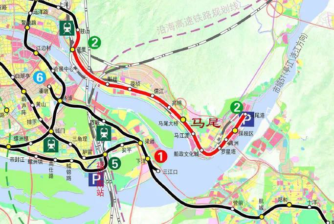 地铁2号线马尾延伸线示意图