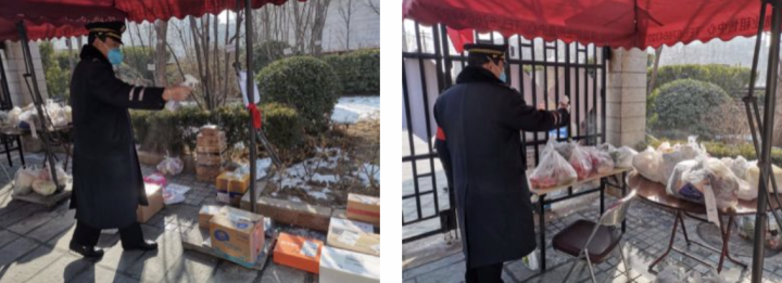 首开物业旗下方庄物业紫四区项目对快递存取点进行定时消毒