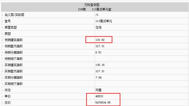 萬(wàn)科九如府部分別墅房源備案價(jià)