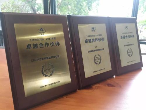  飞林刨花板2017年度卓越合作伙伴奖奖牌