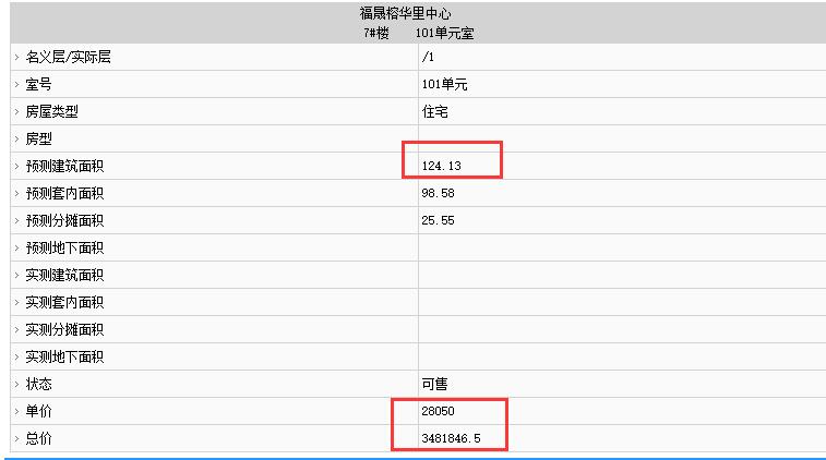 世茂福晟云樾東升部分房源備案價